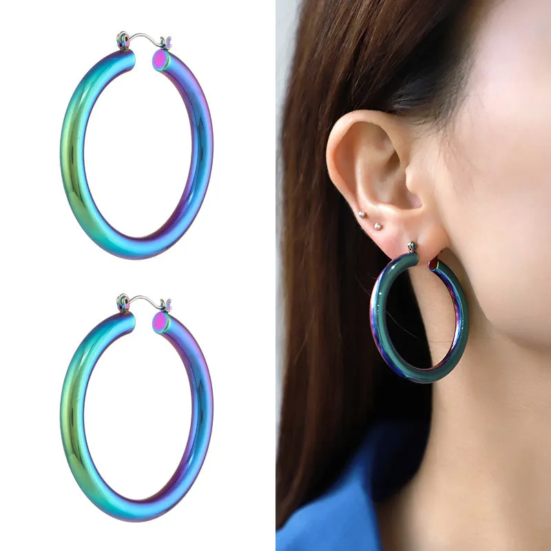 Wholesale Magic Color Electroplating Classic HOOP Retro Earrings