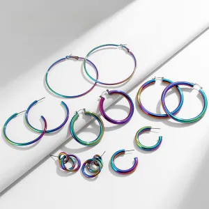 Wholesale Magic Color Electroplating Classic HOOP Retro Earrings