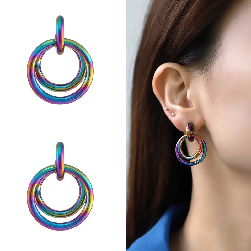 Wholesale Magic Color Electroplating Classic HOOP Retro Earrings