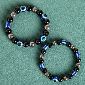 Wholesale Magnets Obsidian Evil Eye Single Circle Bead Bracelet