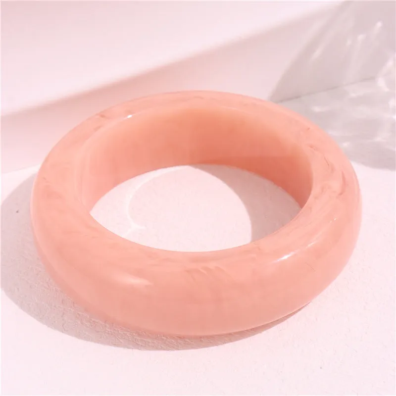 Wholesale Marble Pattern Colorful ResinRetro Geometric Round Smudged Transparent Bracelet