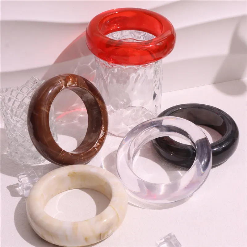 Wholesale Marble Pattern Colorful ResinRetro Geometric Round Smudged Transparent Bracelet