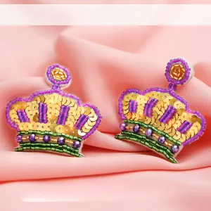Wholesale Mardi Gras Beads Crown Earrings