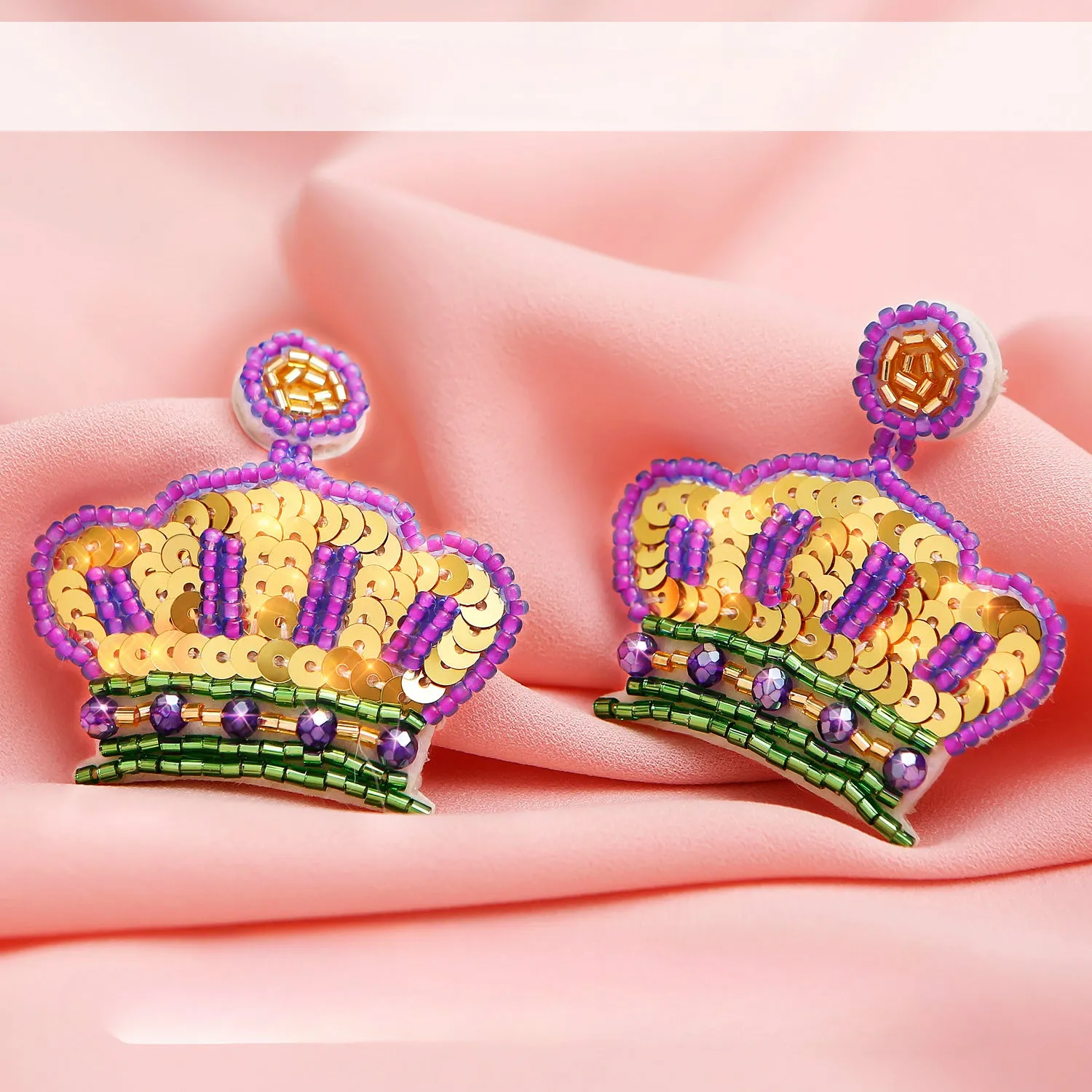 Wholesale Mardi Gras Beads Crown Earrings