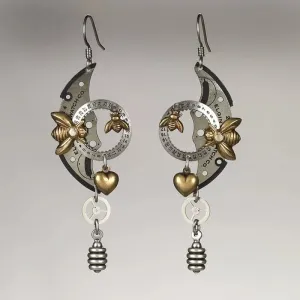 Wholesale Mechanical Gear Punk Pendant Bee Roulette Pointer Retro Creative Earrings