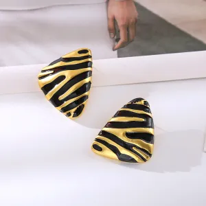 Wholesale Medieval Geometric Triangle Retro Zebra Pattern Earrings