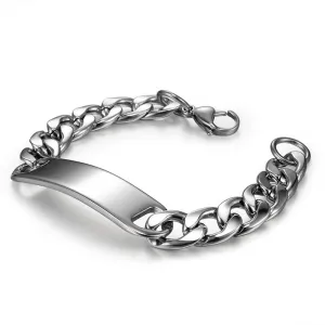 Wholesale Men's Titanium Steel Stainless Steel Curved Brand Bracelet Hip Hop Cuban Retro