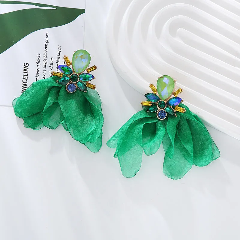 Wholesale Mesh Flower Alloy Diamond Earrings
