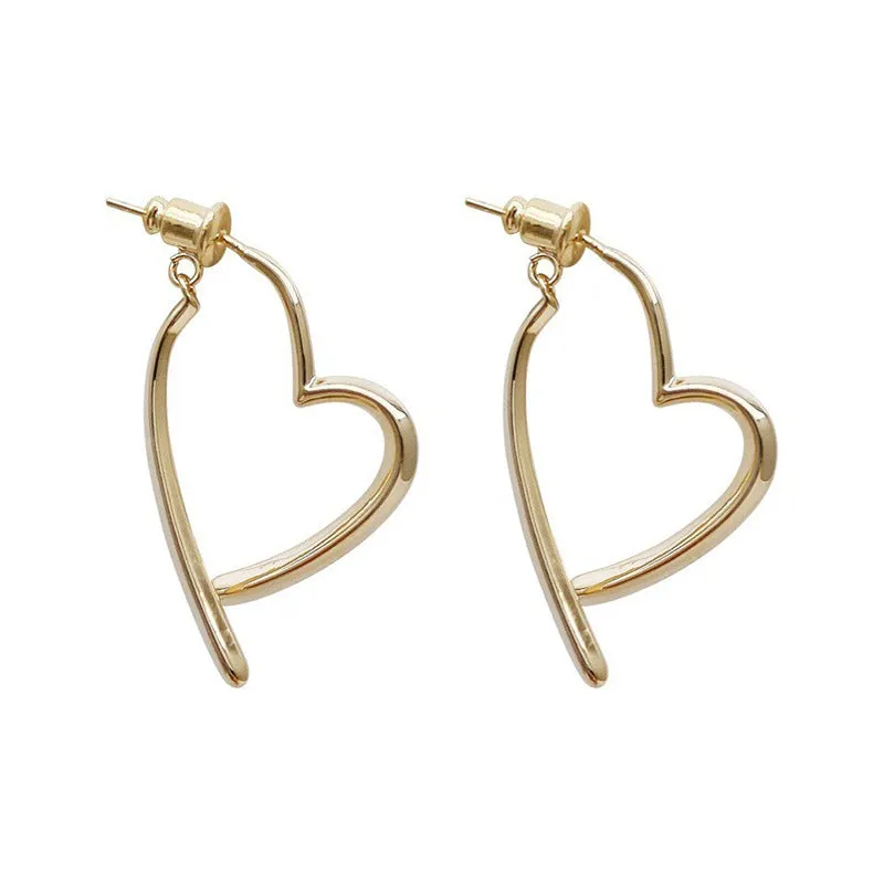 Wholesale Metal Heart Double Assembled Copper Earrings
