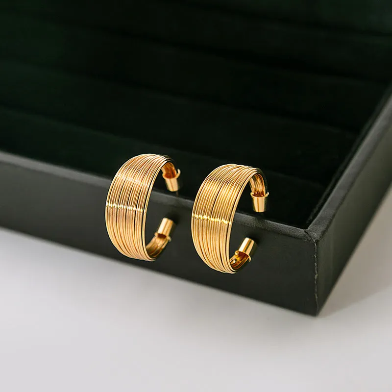 Wholesale Metal Multi-layer Earrings C-shaped Brushed Earrings