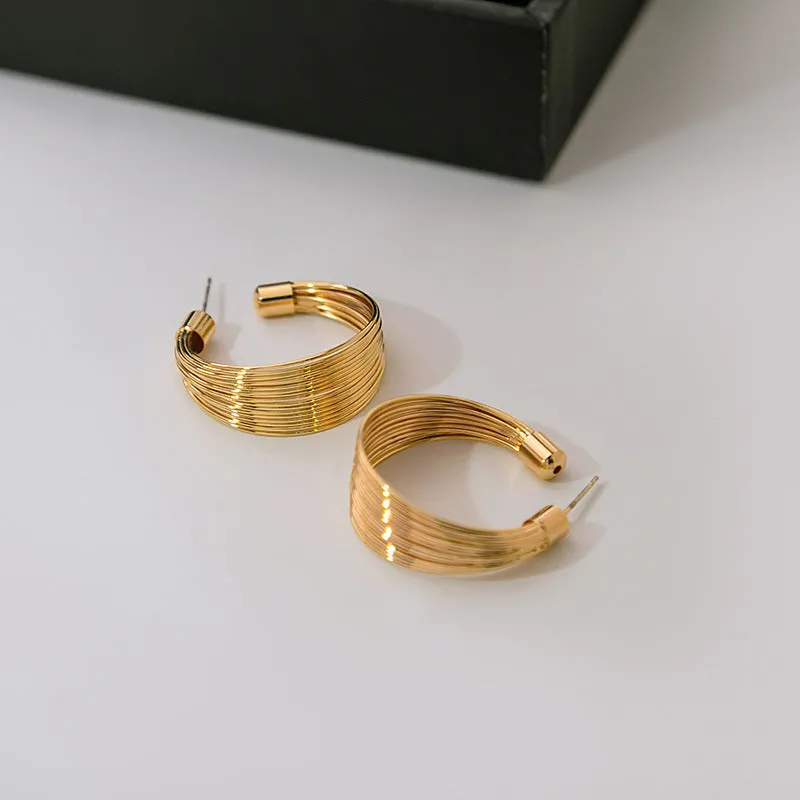 Wholesale Metal Multi-layer Earrings C-shaped Brushed Earrings