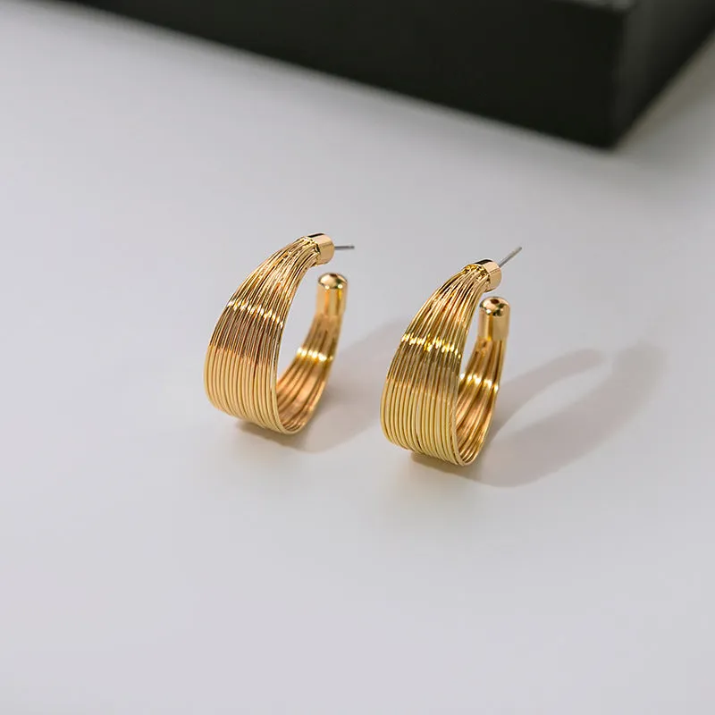 Wholesale Metal Multi-layer Earrings C-shaped Brushed Earrings