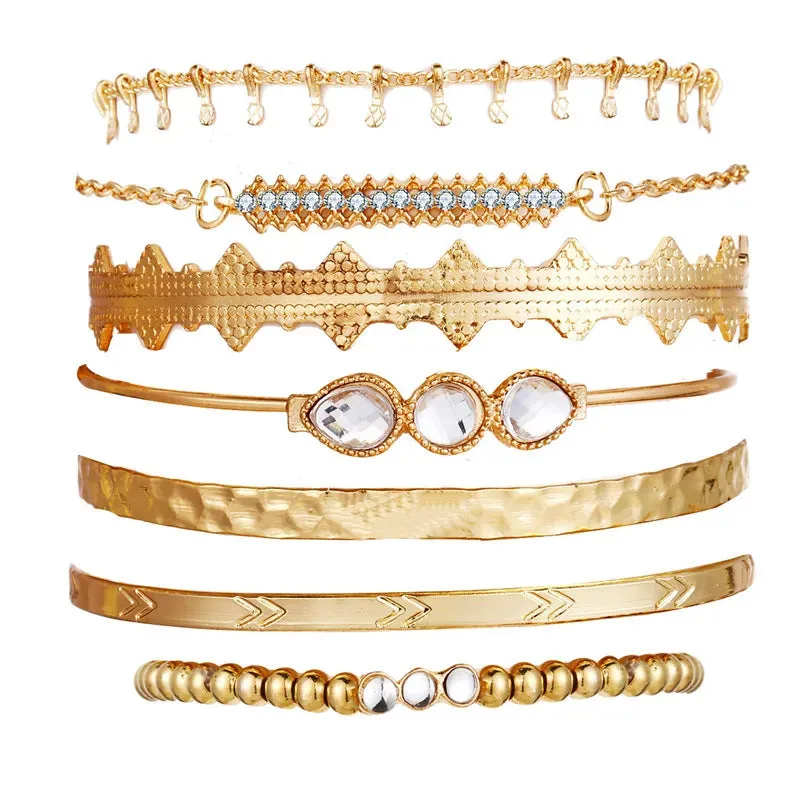 Wholesale Metal Retro Punk Style Alloy Bracelet Set 7-piece
