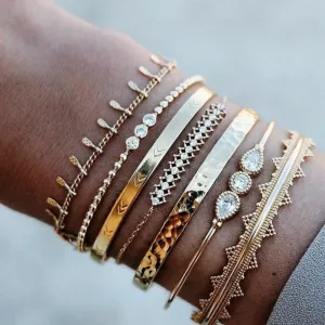 Wholesale Metal Retro Punk Style Alloy Bracelet Set 7-piece