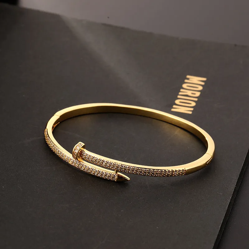Wholesale Micro Paved Zircon Nail Copper Bracelet