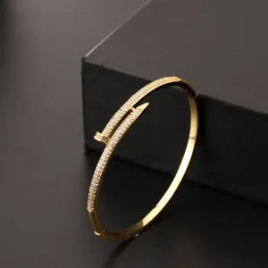 Wholesale Micro Paved Zircon Nail Copper Bracelet