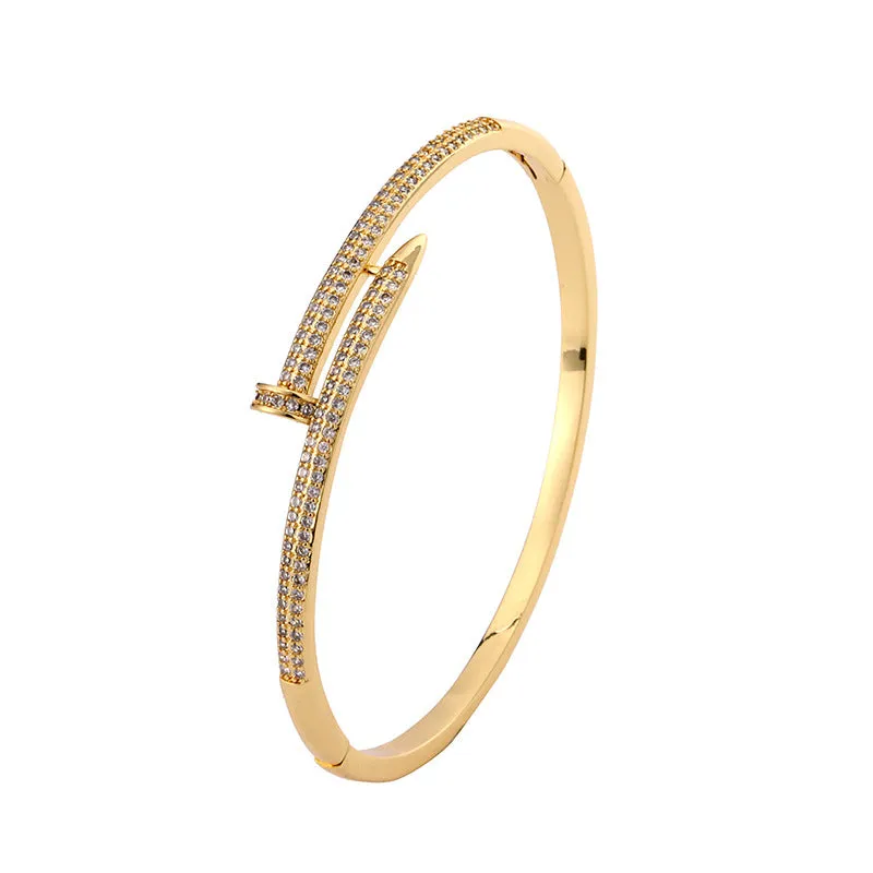 Wholesale Micro Paved Zircon Nail Copper Bracelet
