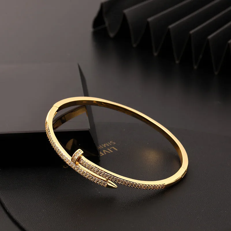 Wholesale Micro Paved Zircon Nail Copper Bracelet