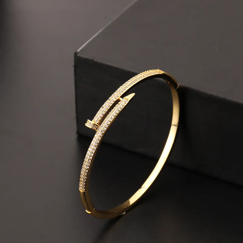 Wholesale Micro Paved Zircon Nail Copper Bracelet