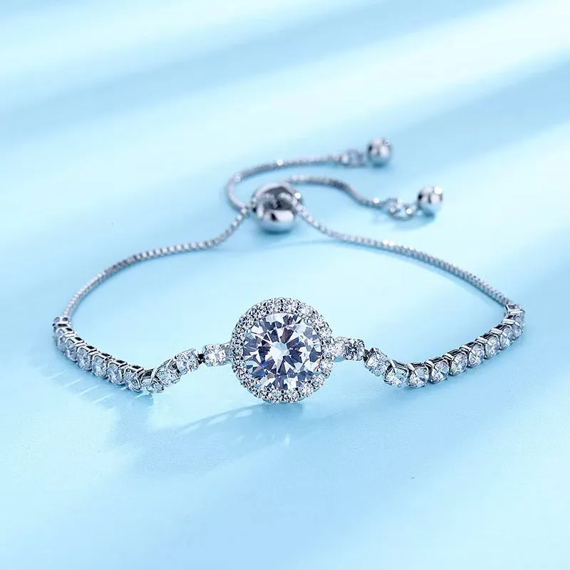 Wholesale Micropaved Zirconia Adjustable Copper Bracelet