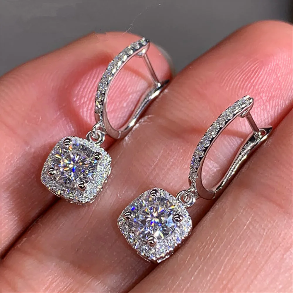 Wholesale Micropaved Zirconia Square Earrings