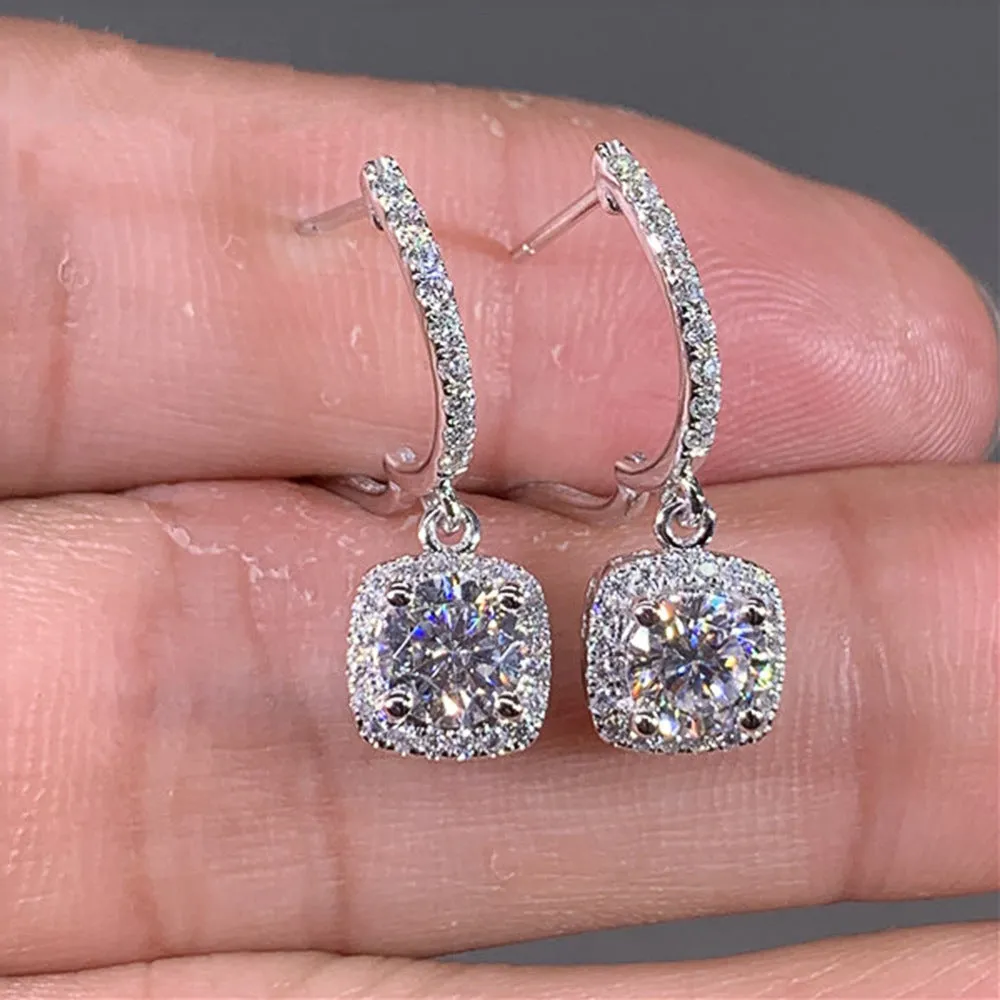 Wholesale Micropaved Zirconia Square Earrings