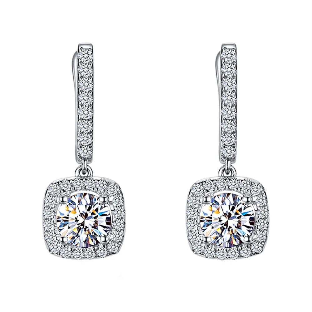Wholesale Micropaved Zirconia Square Earrings