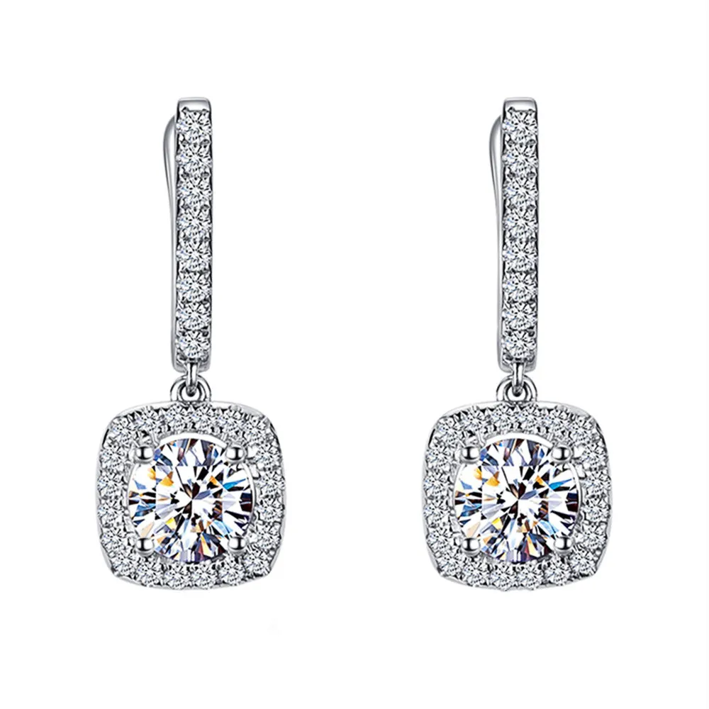 Wholesale Micropaved Zirconia Square Earrings