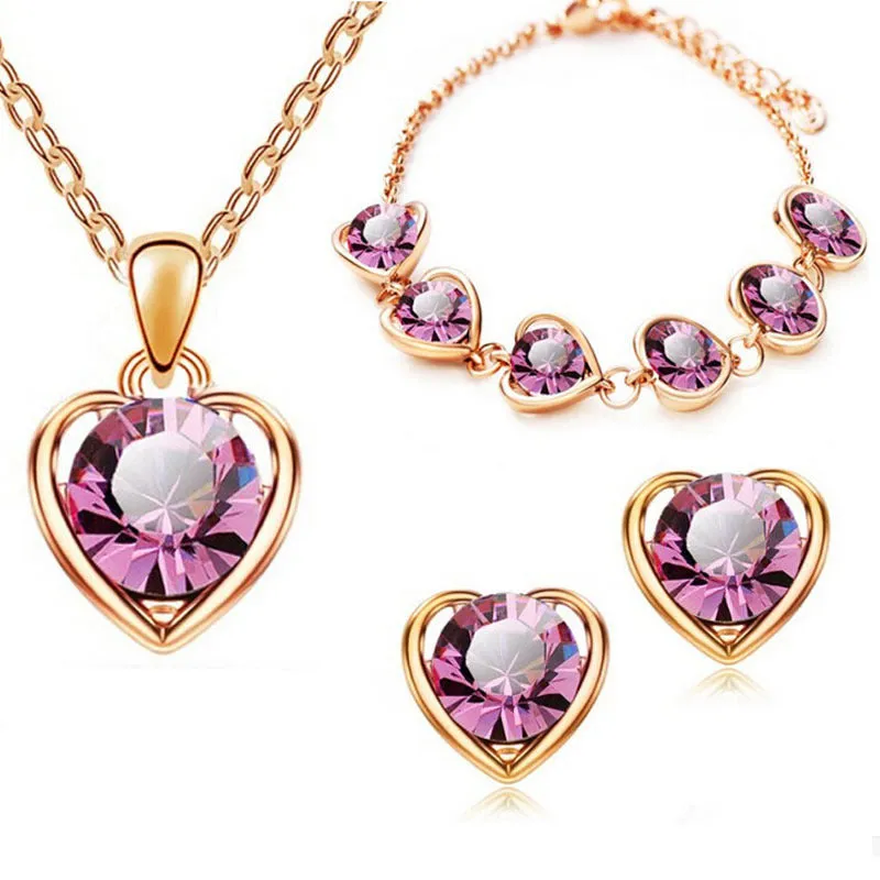 Wholesale Minimalist Peach Heart Alloy Jewelry Set of Four Pieces