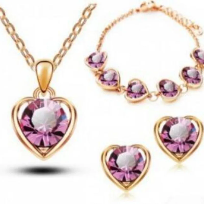 Wholesale Minimalist Peach Heart Alloy Jewelry Set of Four Pieces
