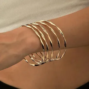 Wholesale Mobius plain gold-plated bracelet set