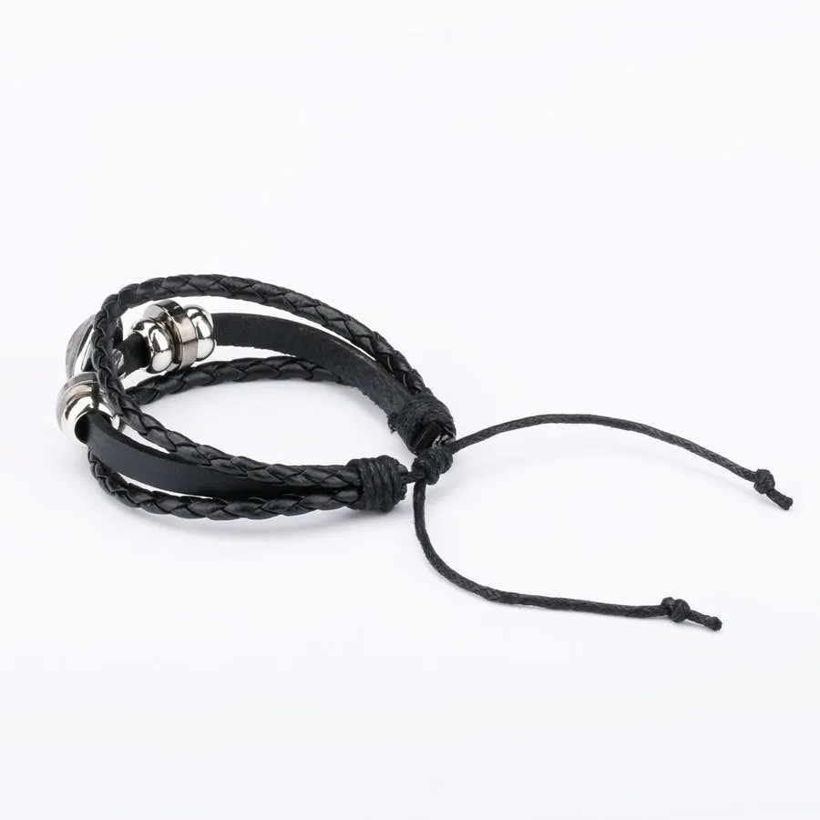 Wholesale Mom Heart Letter Crystal Cowhide Beads Bracelet