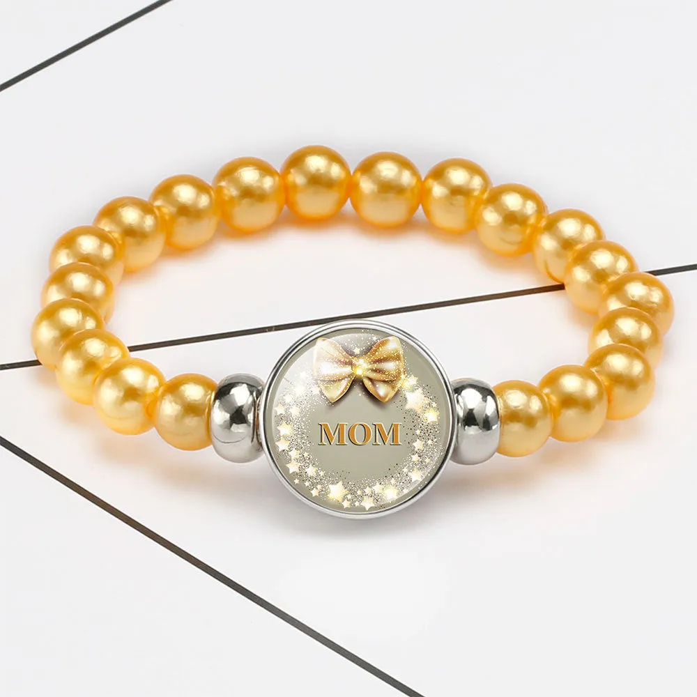 Wholesale MOM Heart Shaped Gemstone Alloy Bracelet