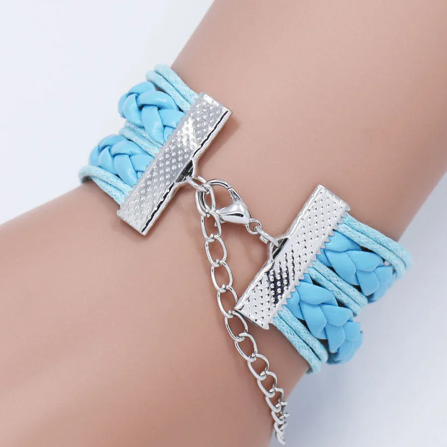 Wholesale Mom Letter Mom Time Gem Multi-layer Woven Leather Bracelet