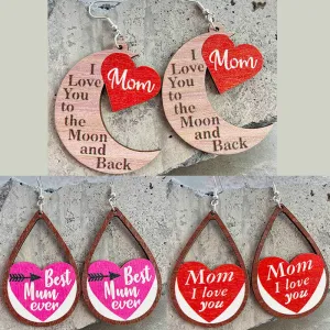 Wholesale Mother Water-saving Drop Shaped Love Wooden Earrings