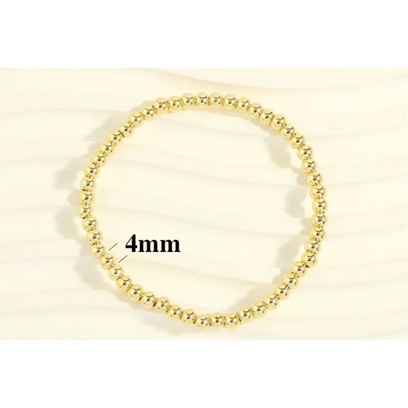 Wholesale Mother's Day 18K Gold Bead Elastic Copper Bracelet