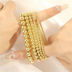 Wholesale Mother's Day 18K Gold Bead Elastic Copper Bracelet