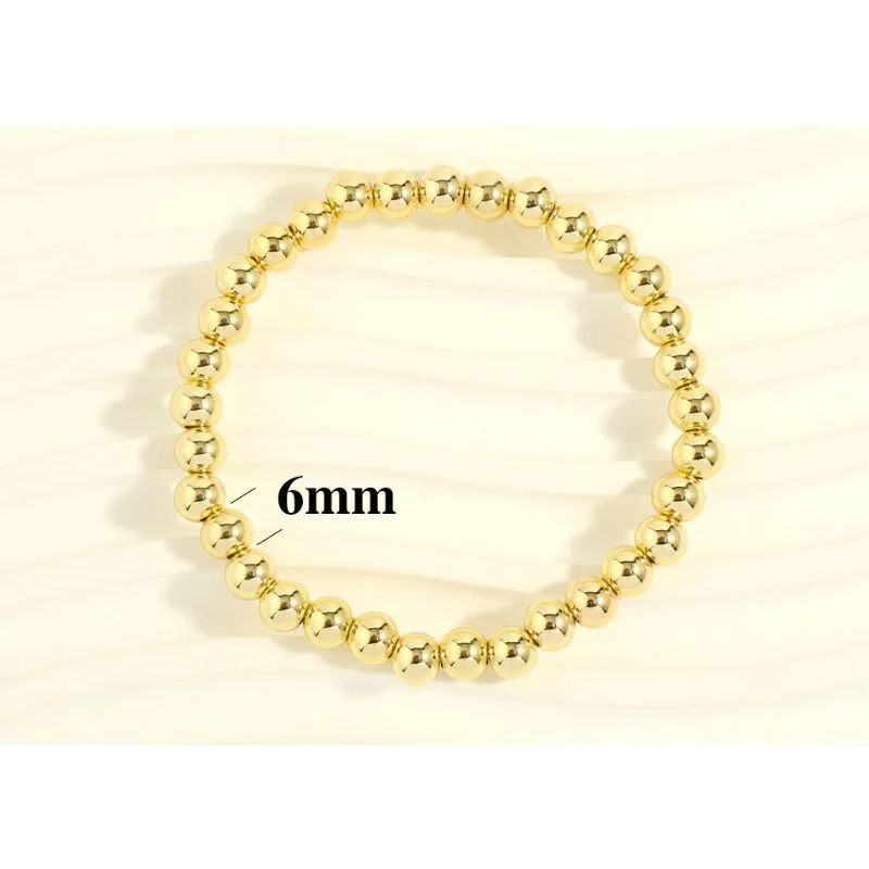 Wholesale Mother's Day 18K Gold Bead Elastic Copper Bracelet