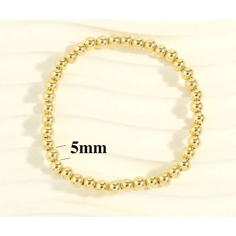 Wholesale Mother's Day 18K Gold Bead Elastic Copper Bracelet