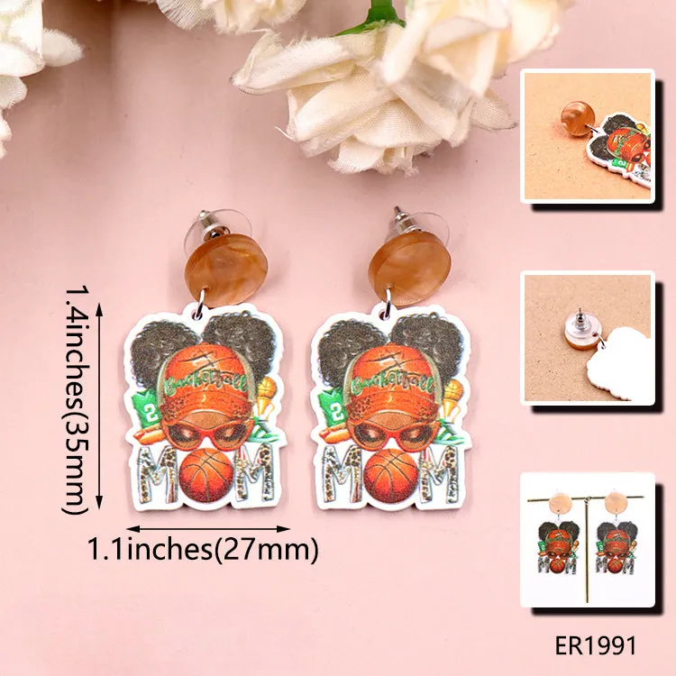 Wholesale Mother's Day Acrylic Black Mama Earrings