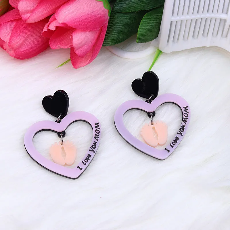 Wholesale Mother's Day Acrylic Love Double Layer Earrings
