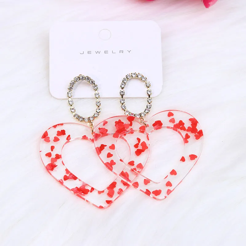 Wholesale Mother's Day Acrylic Transparent Peach Heart Earrings