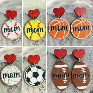 Wholesale Mother's Day Ball Love Wooden Earrings