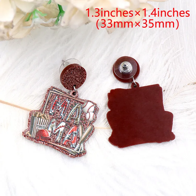 Wholesale Mother's Day Baseball Mama Acrylic Earrings