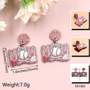 Wholesale Mother's Day Baseball Mama Acrylic Earrings