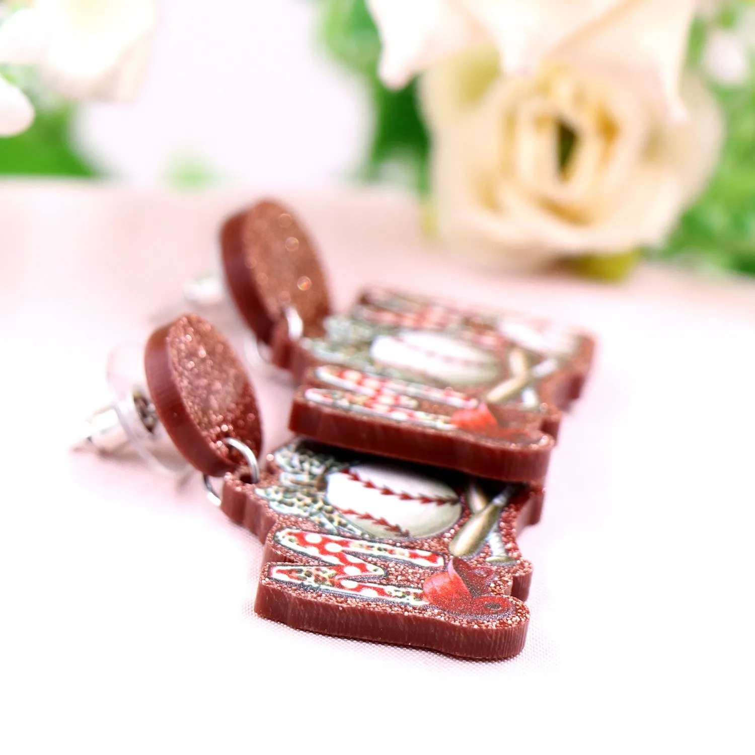 Wholesale Mother's Day Baseball Mama Acrylic Earrings