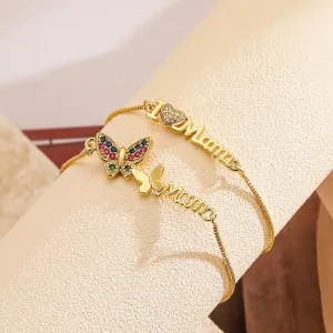 Wholesale Mother's Day Copper Plated 18K Gold Zircon MAMA Bracelet