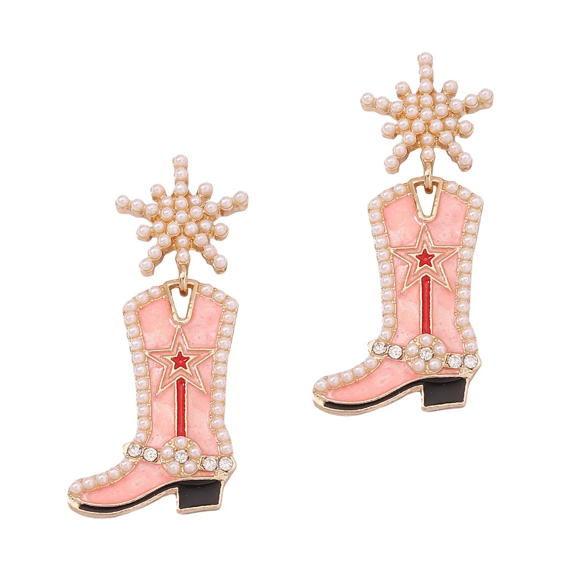 Wholesale Mother's Day Creative Oil Dripping Long Boots Alloy Earrings