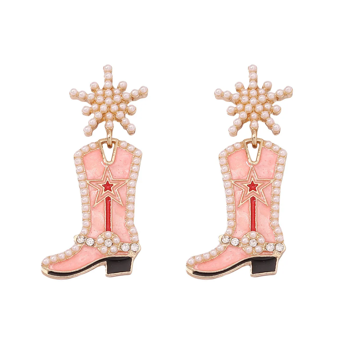 Wholesale Mother's Day Creative Oil Dripping Long Boots Alloy Earrings