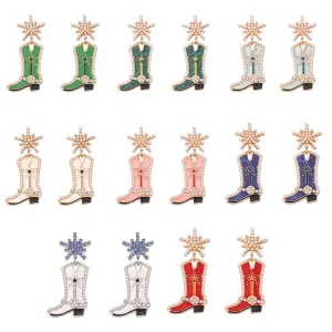 Wholesale Mother's Day Creative Oil Dripping Long Boots Alloy Earrings